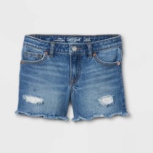 Girls destructed jean shorts- Cat & Jack medium wash adjustable waist XXL 18 new
